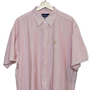 Ralph Lauren NWOT red and white striped shirt sleeve button up shirt size XXL